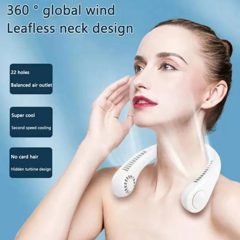 Portable Bladeless Neck Cooler – Hands-Free 360° Airflow USB Rechargeable Neck Fan for Indoor & Outdoor Use Rs 850